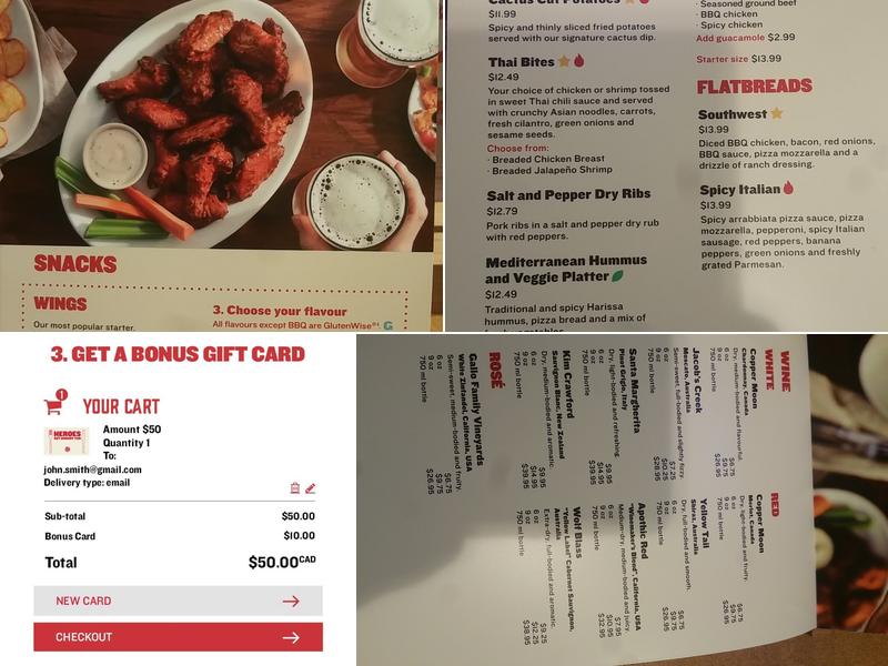 Boston Pizza Menu