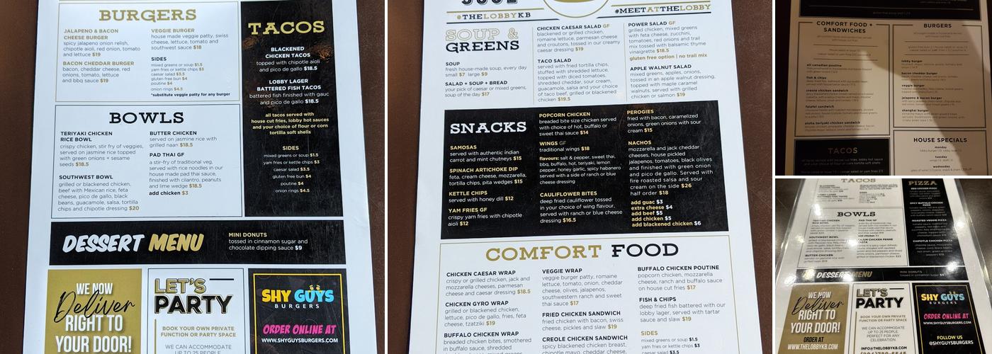 The Lobby Kitchen & Bar Menu