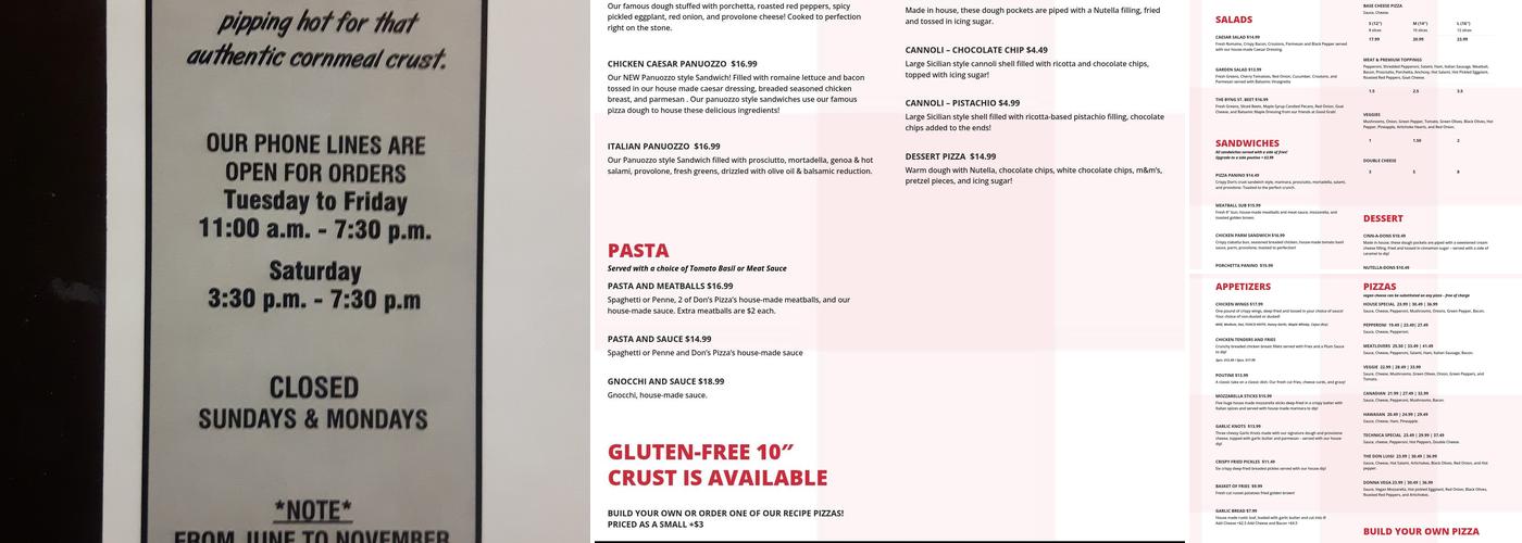 Don's Pizza Menu