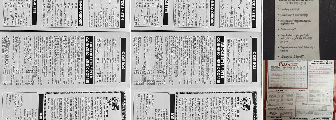 Jerry's Pizzeria Inc Menu