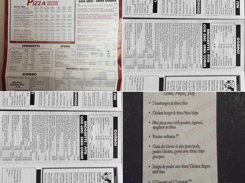 Jerry's Pizzeria Inc Menu