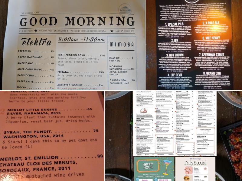 Curious Cafe Menu