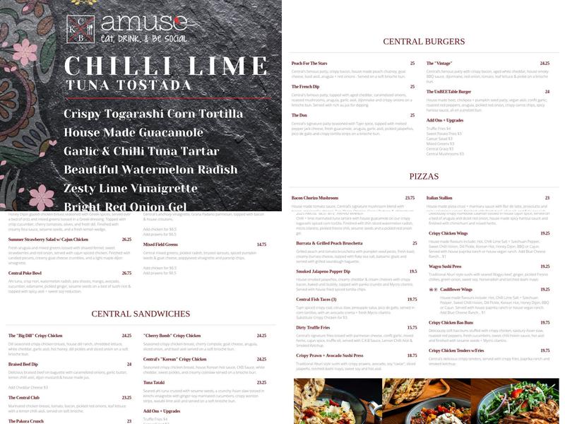 Central Kitchen + Bar Menu