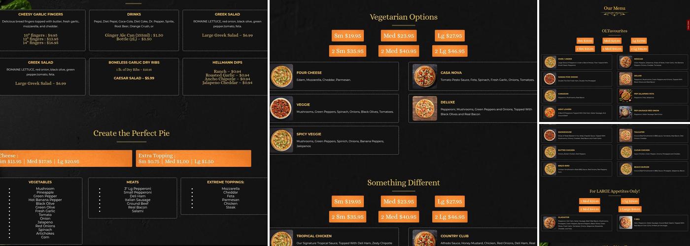Okanagan Pizza Menu