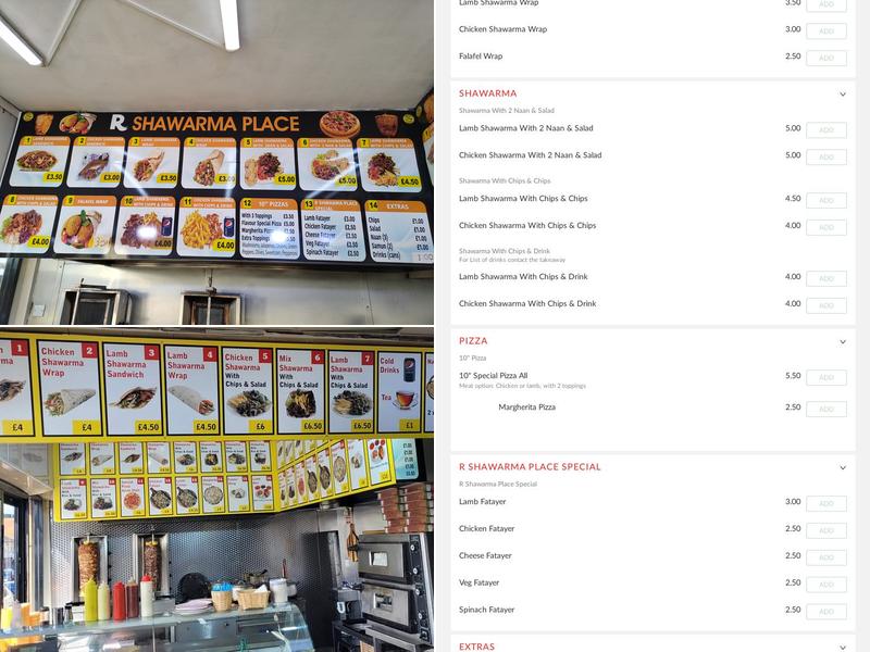 Rochdale Shawarma Place Menu