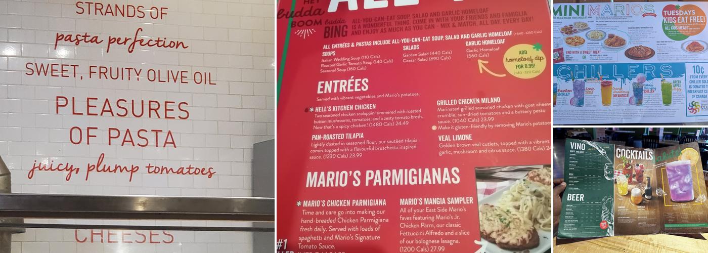 East Side Mario's Menu