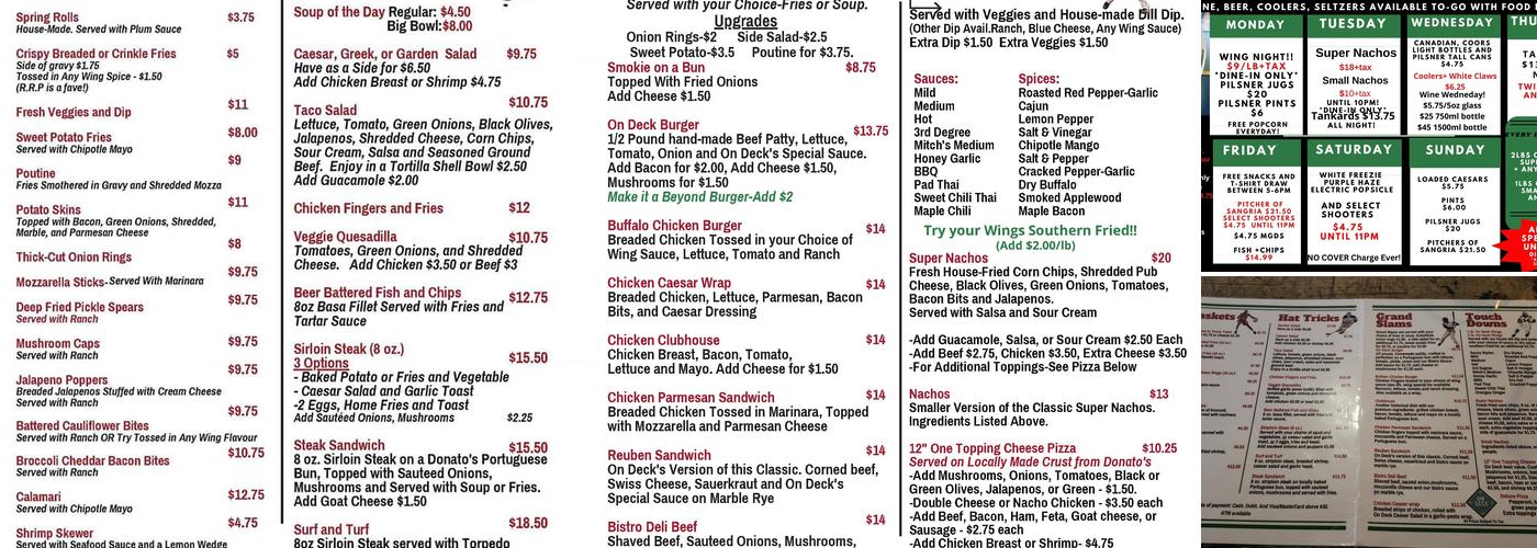 On Deck Menu