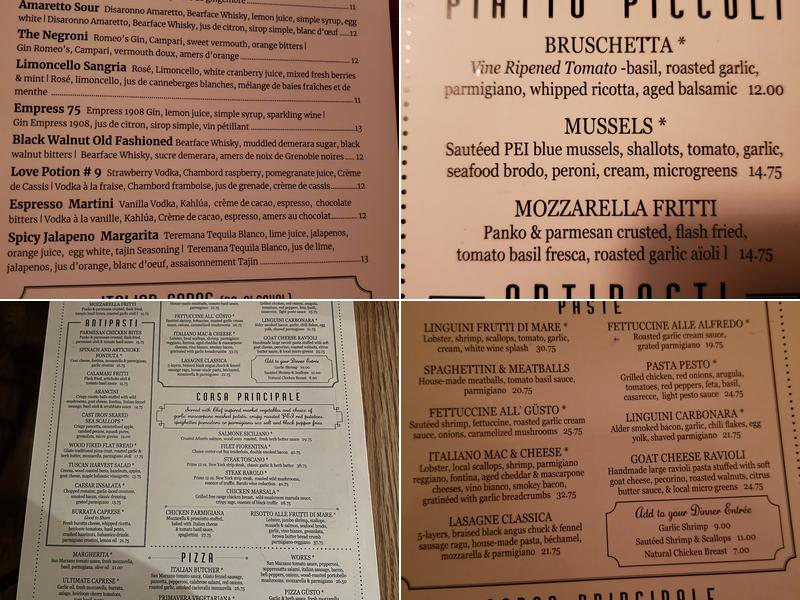 Gusto Italian Grill & Bar Menu