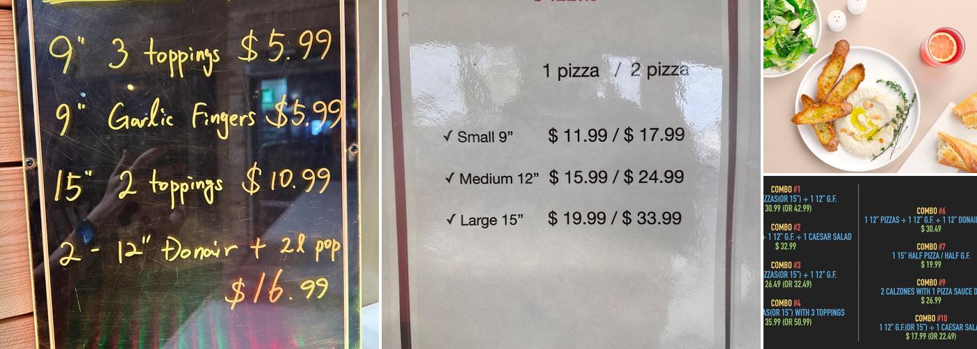 Cedar's Pizza Menu