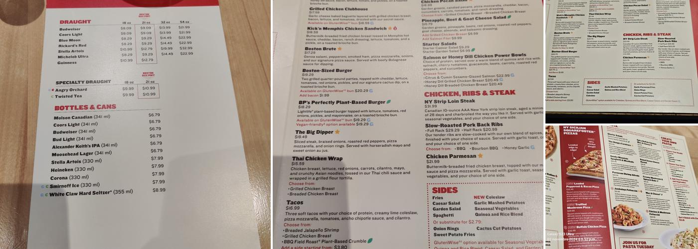 Boston Pizza Menu