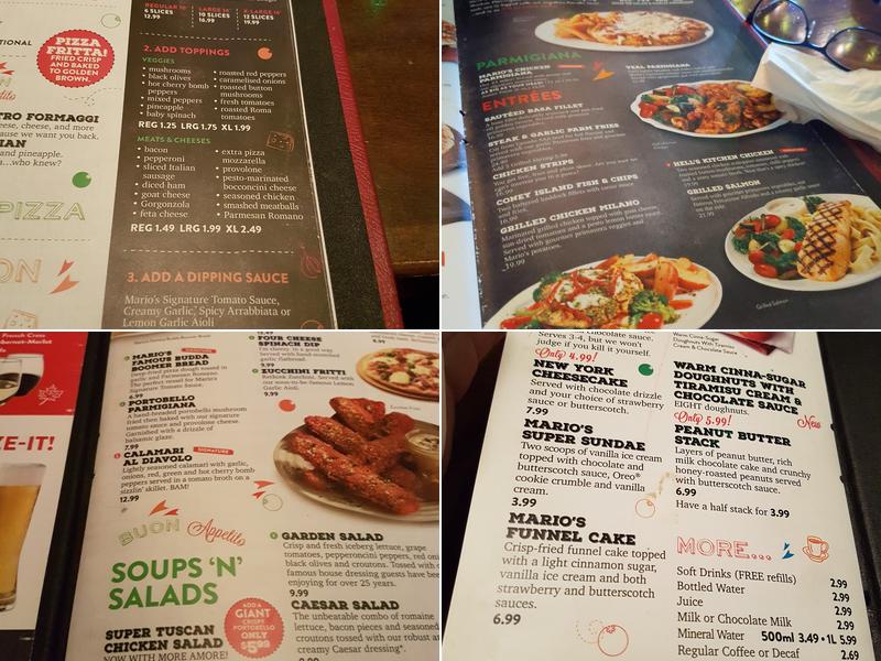 East Side Mario's Menu