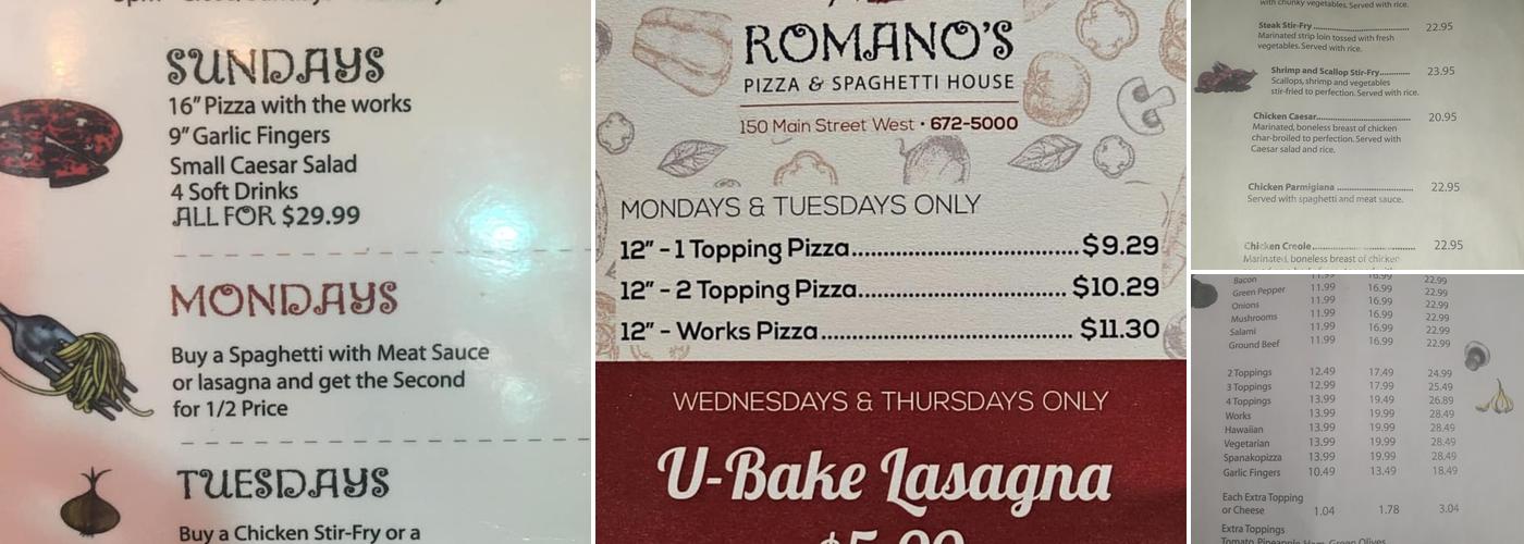 Romano's Menu