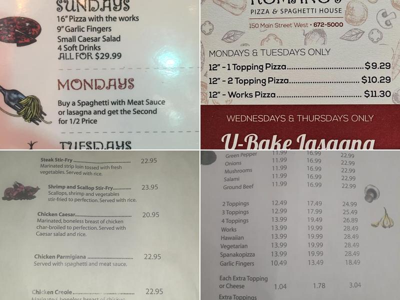 Romano's Menu