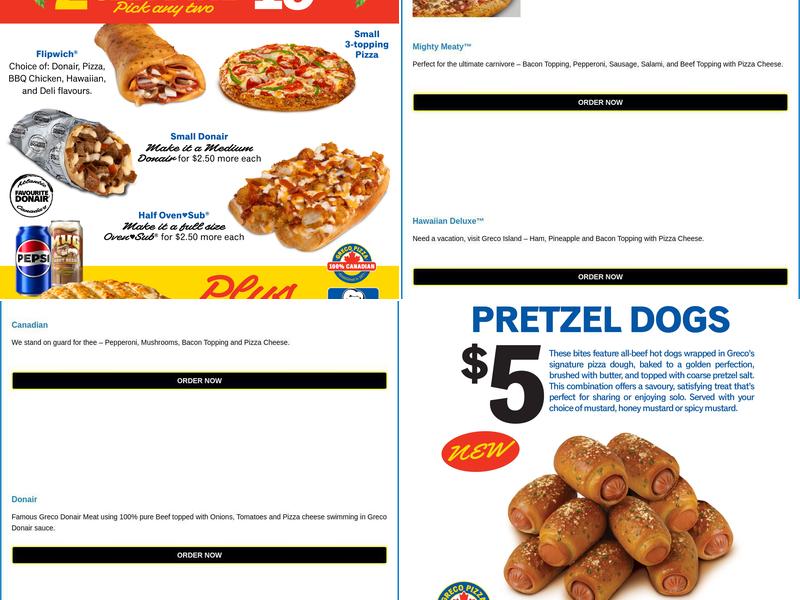 Greco Pizza Menu