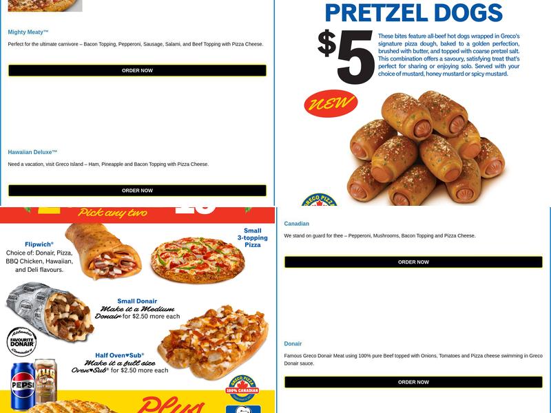 Greco Pizza Menu