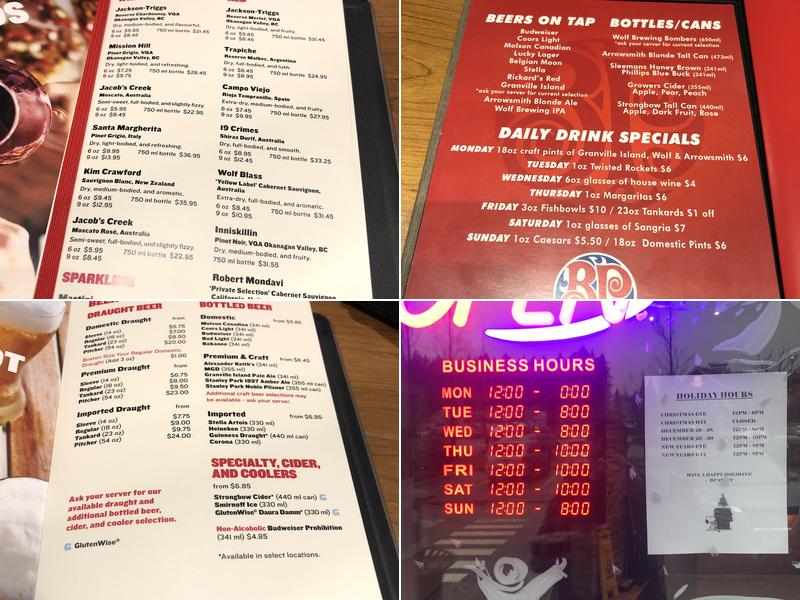 Boston Pizza Menu