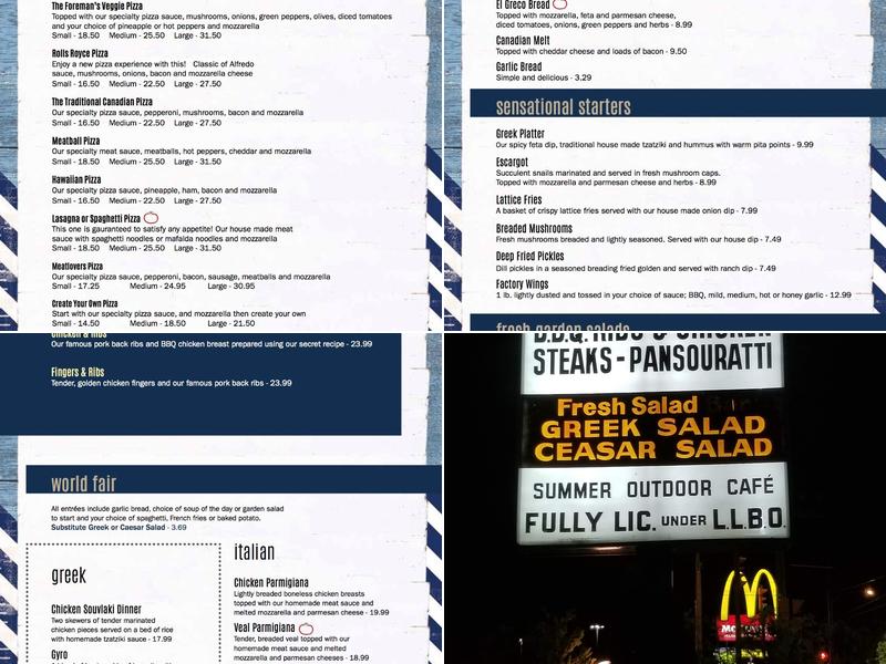 The Pizza Factory Menu