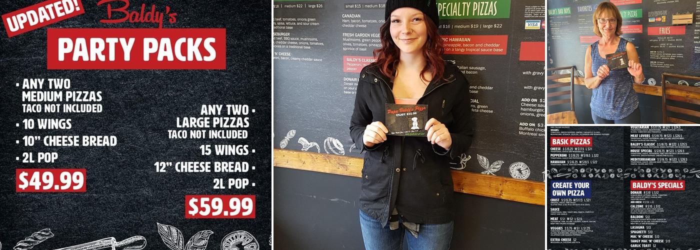 Papa Baldy's Pizza Menu