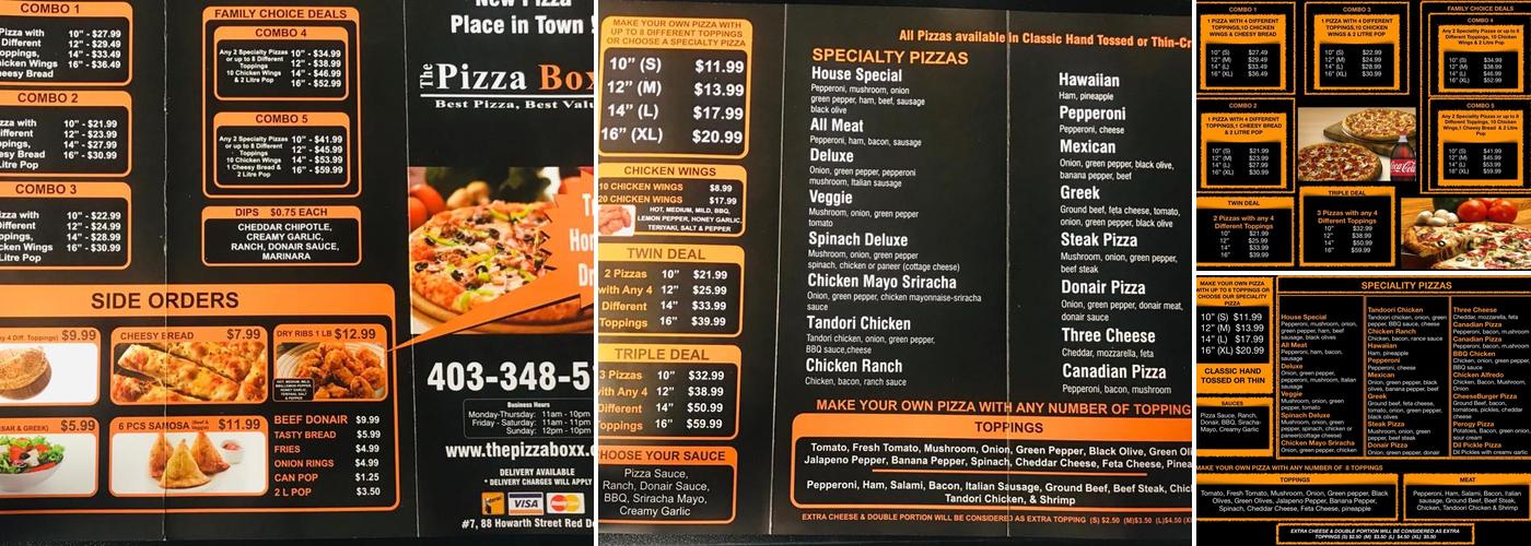 The Pizza Boxx( Red Deer) Menu