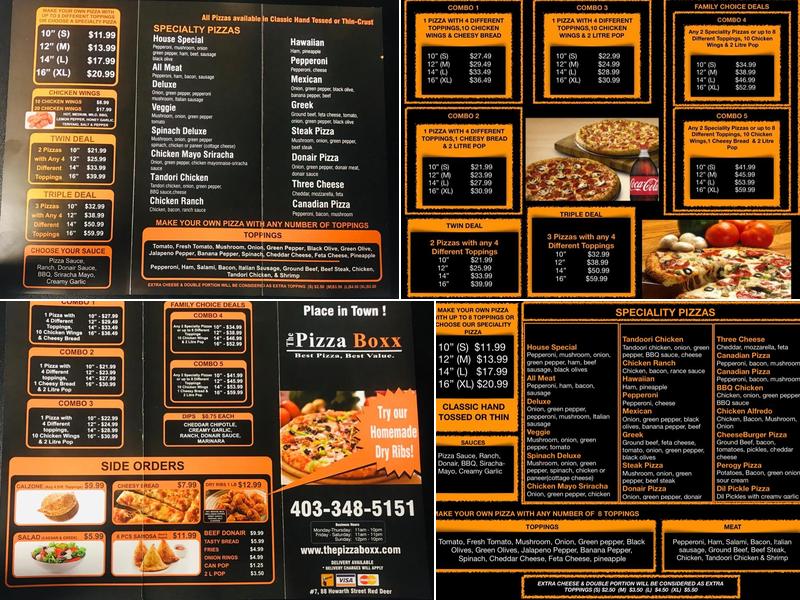 The Pizza Boxx( Red Deer) Menu