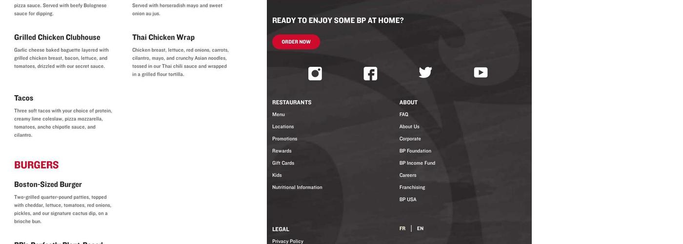 Boston Pizza Menu