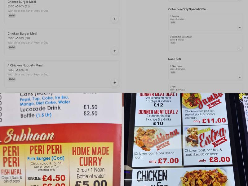 Subhaan Fish & Chips Menu