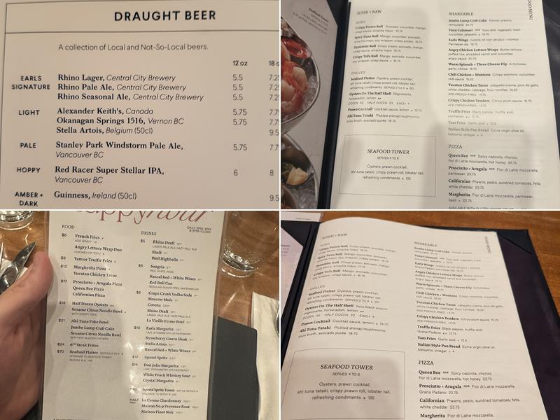 Earls Kitchen + Bar Menu