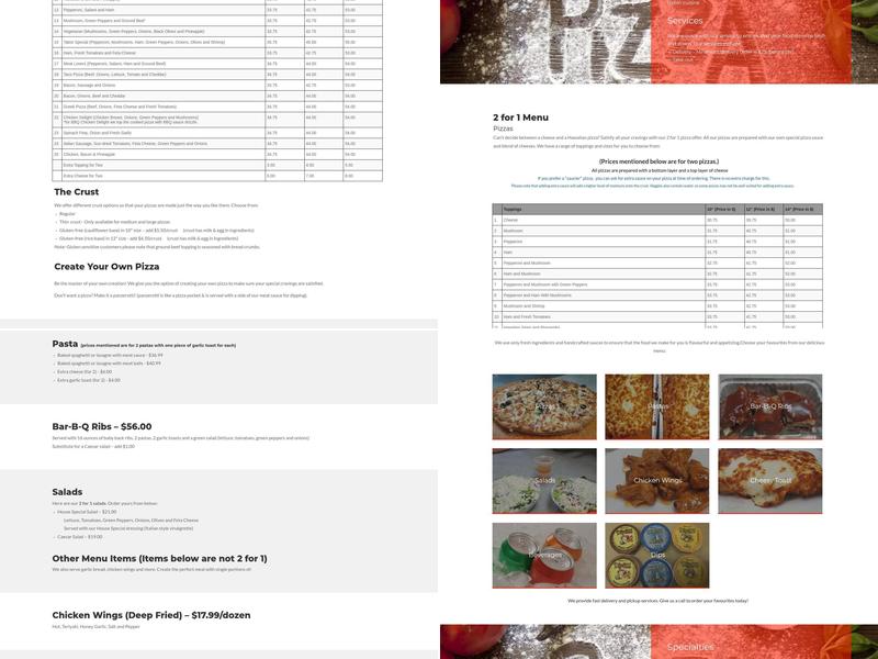 Tabor 2 For 1 Pizza Menu