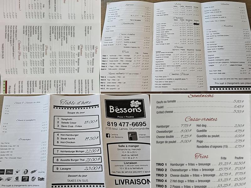 Cantine Les Bessons Menu