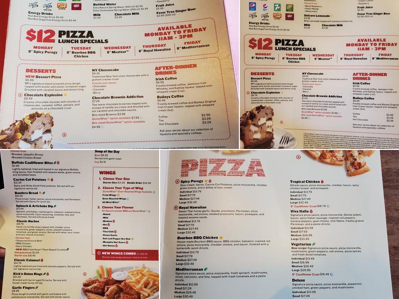 Boston Pizza Menu