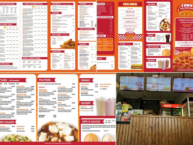 Tony Pepperoni Gourmet Pizza - Fredericton North Side Menu