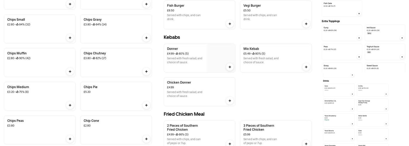 Alis fish and chips Menu