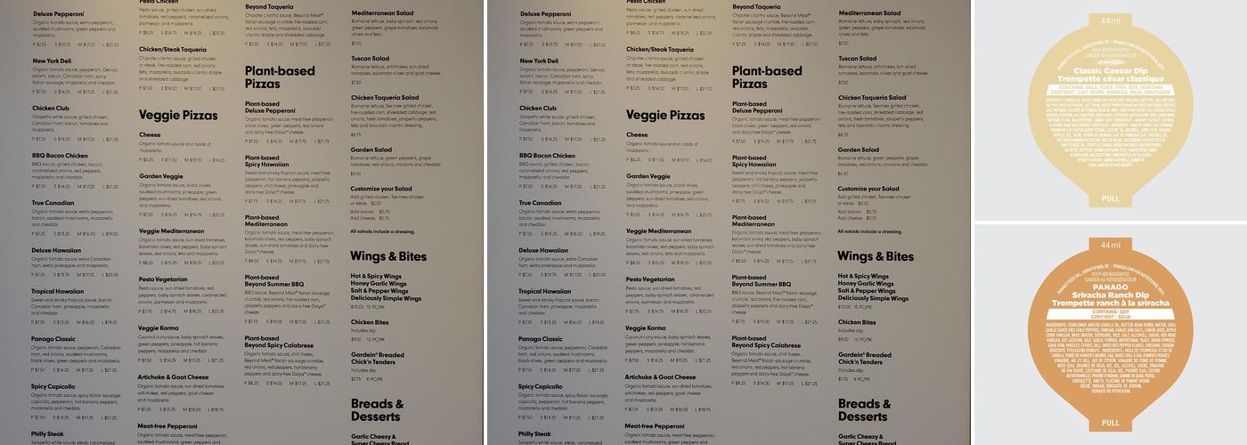 Panago Pizza Menu