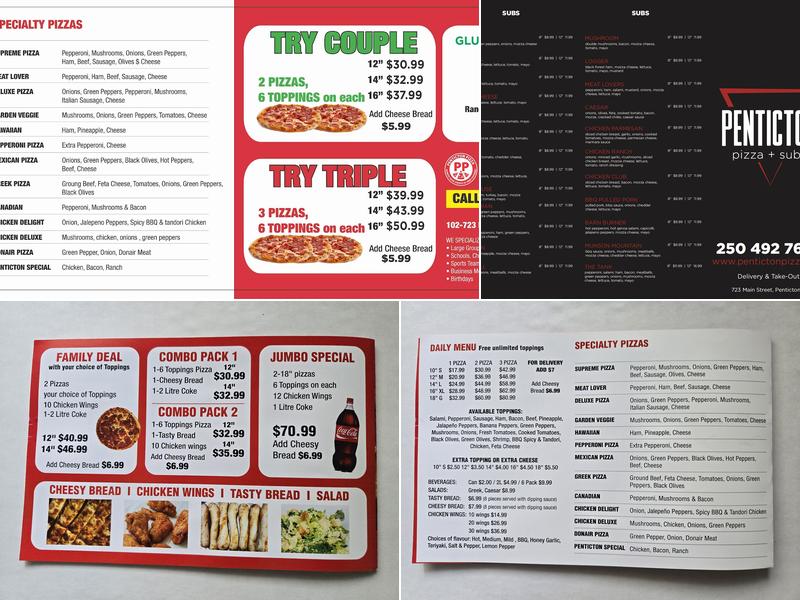 Penticton Pizza Menu
