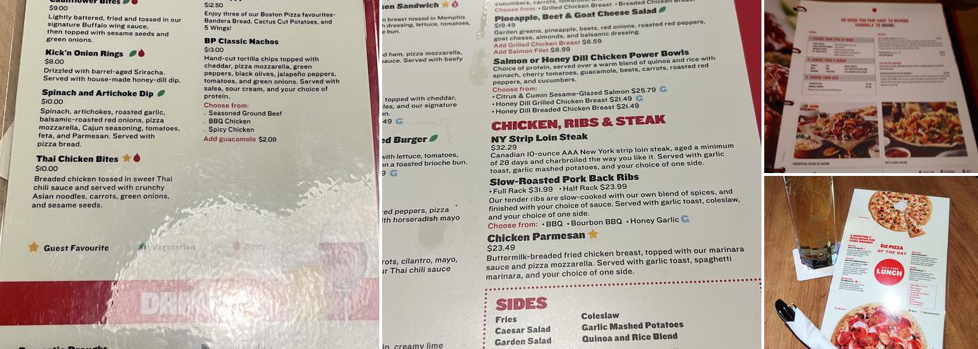 Boston Pizza Menu