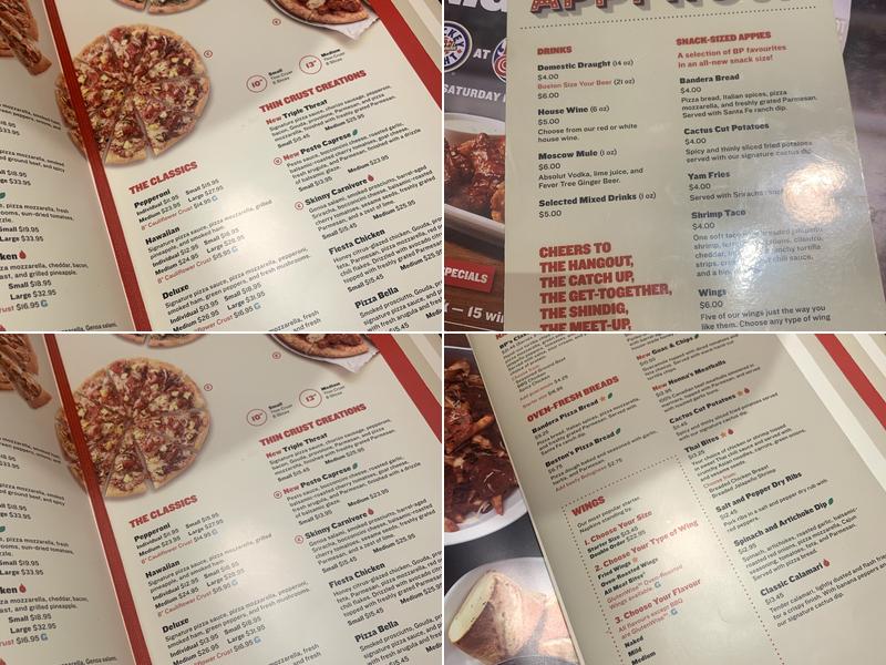 Boston Pizza Menu
