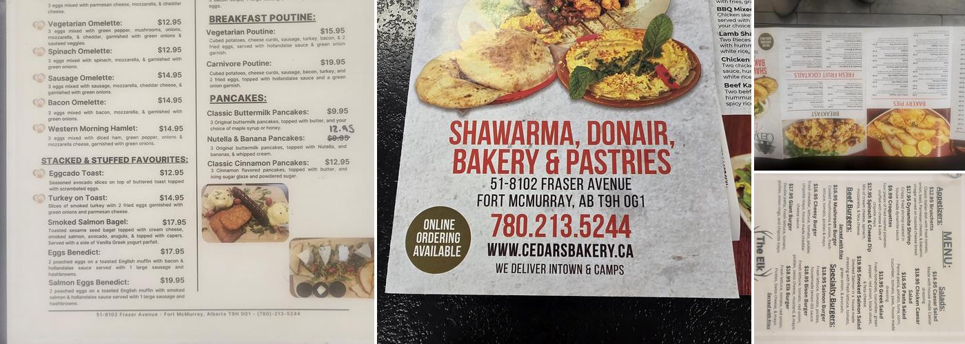 Cedars Bakery & Restaurant Menu
