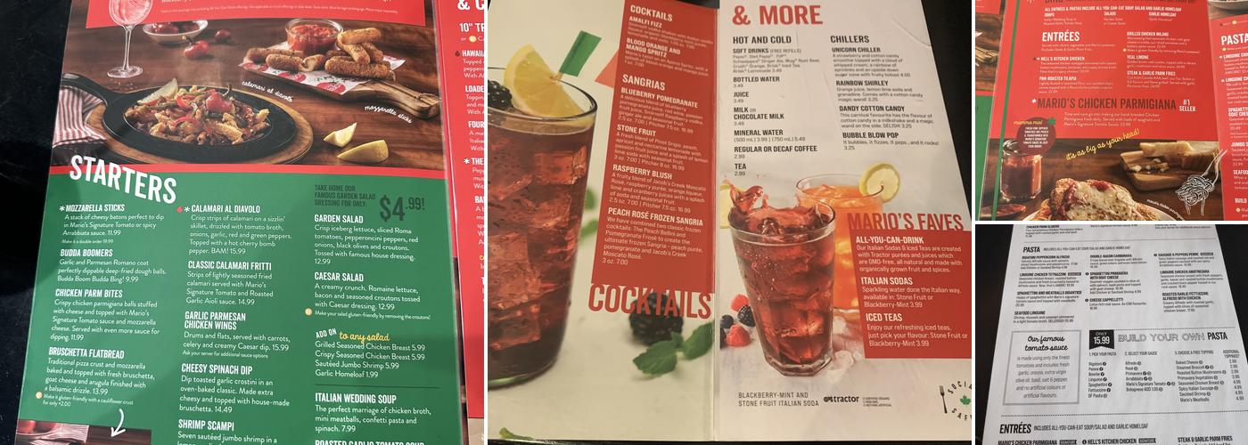 East Side Mario's Menu