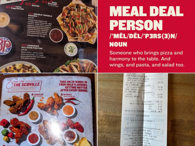 Boston Pizza Menu