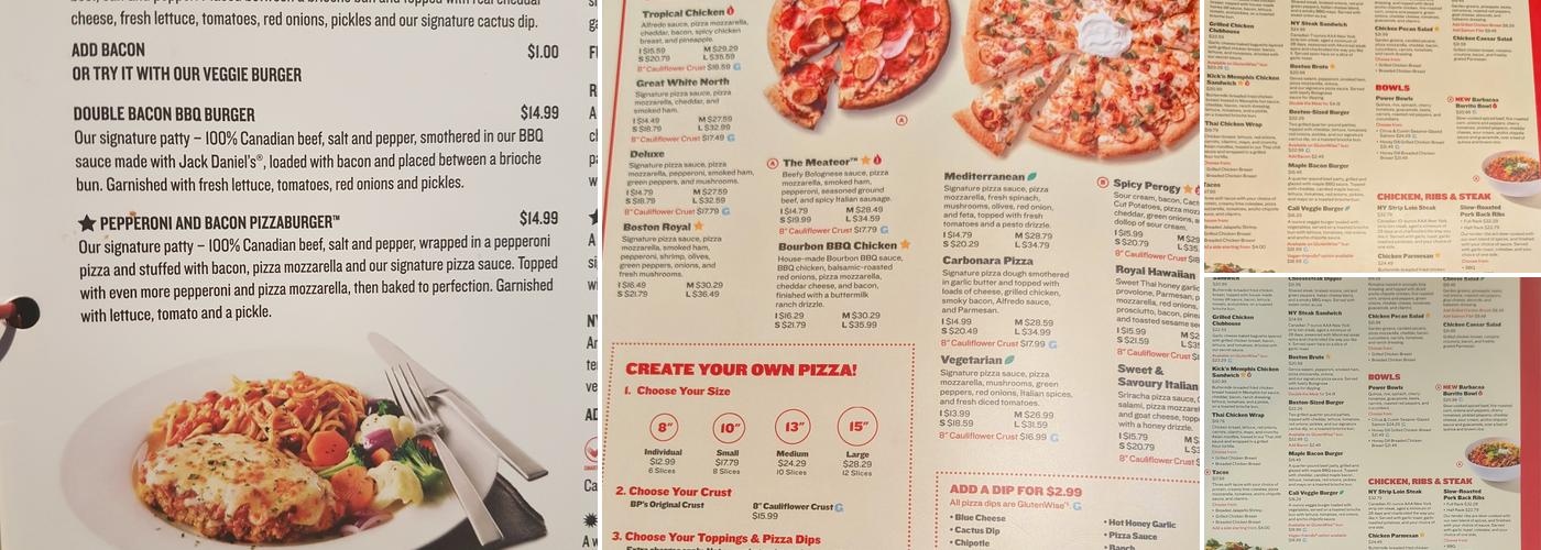 Boston Pizza Menu