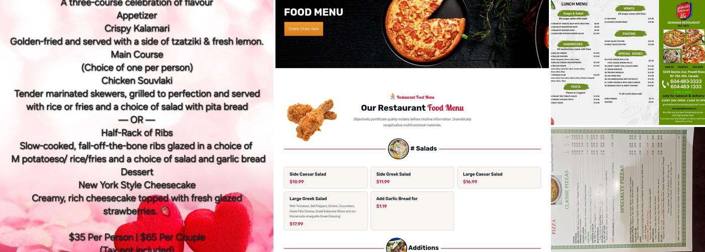 Granada Restaurant Menu