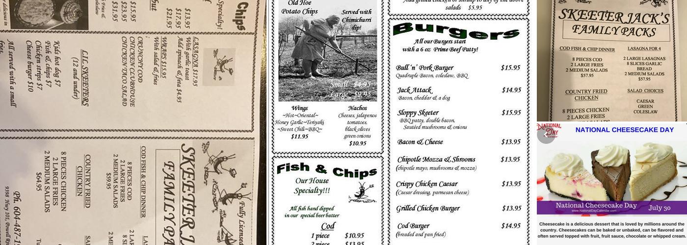 Skeeter Jack's Outback Shack Menu