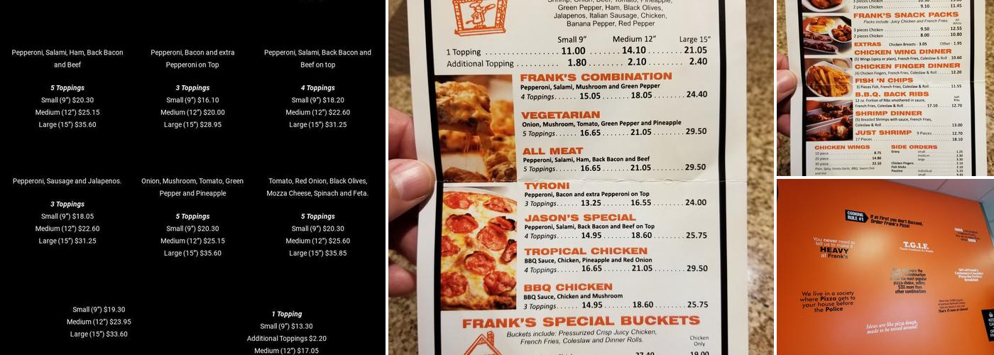 Frank's Pizza Menu