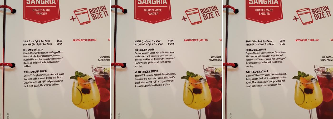 Boston Pizza Menu