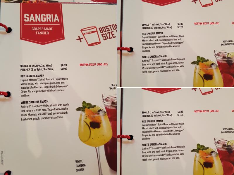 Boston Pizza Menu