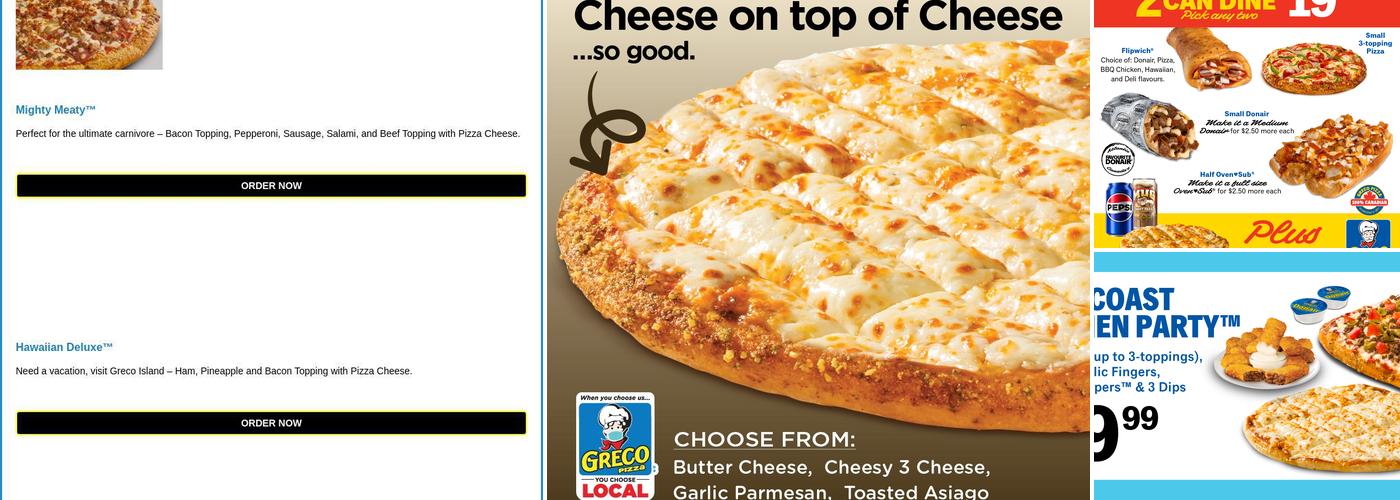 Greco Pizza Menu