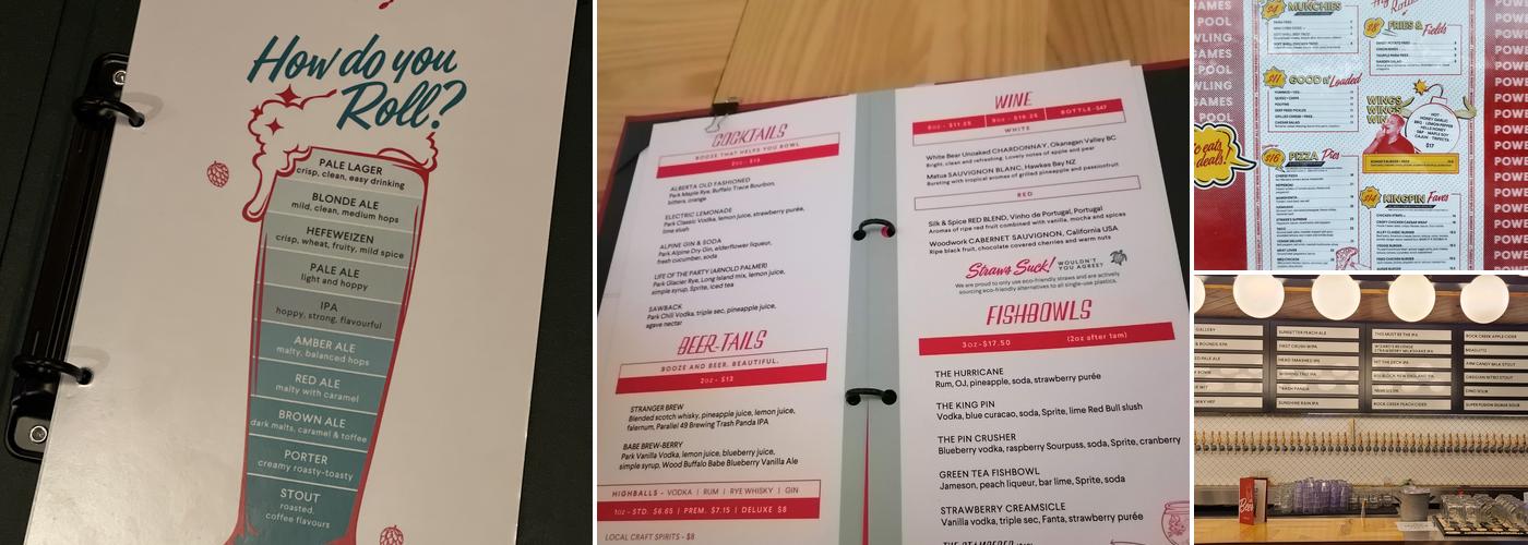 High Rollers Bowling & Beer Hall Menu