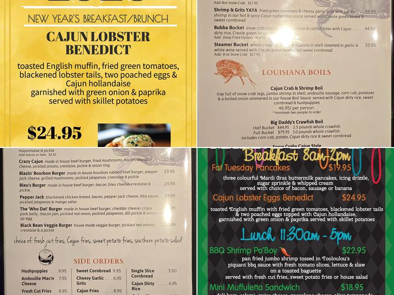 Tooloulous Menu