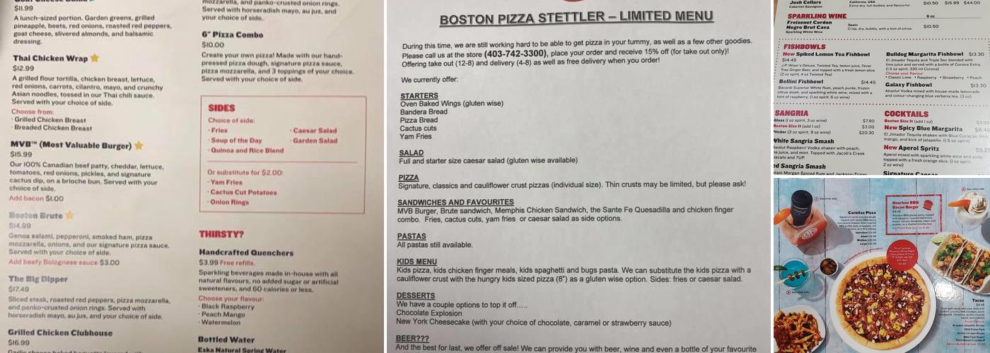 Boston Pizza Menu