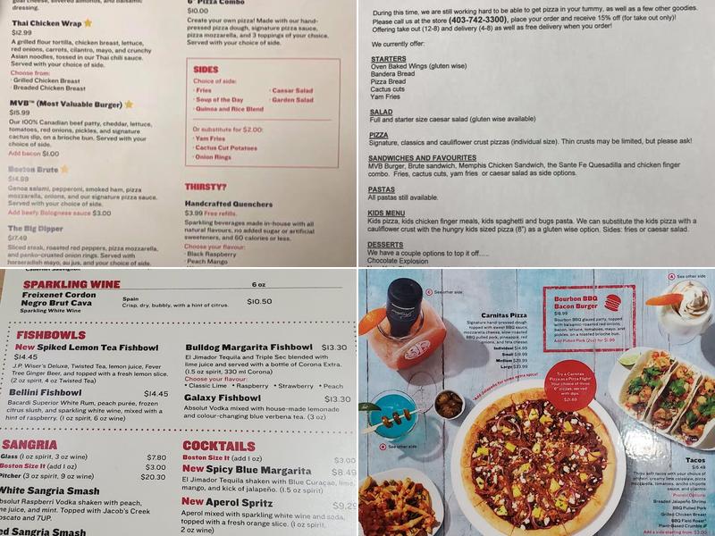 Boston Pizza Menu